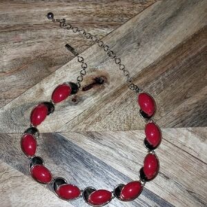 Elegant Vintage Charel Gold Toned Red Women's Choker Necklace